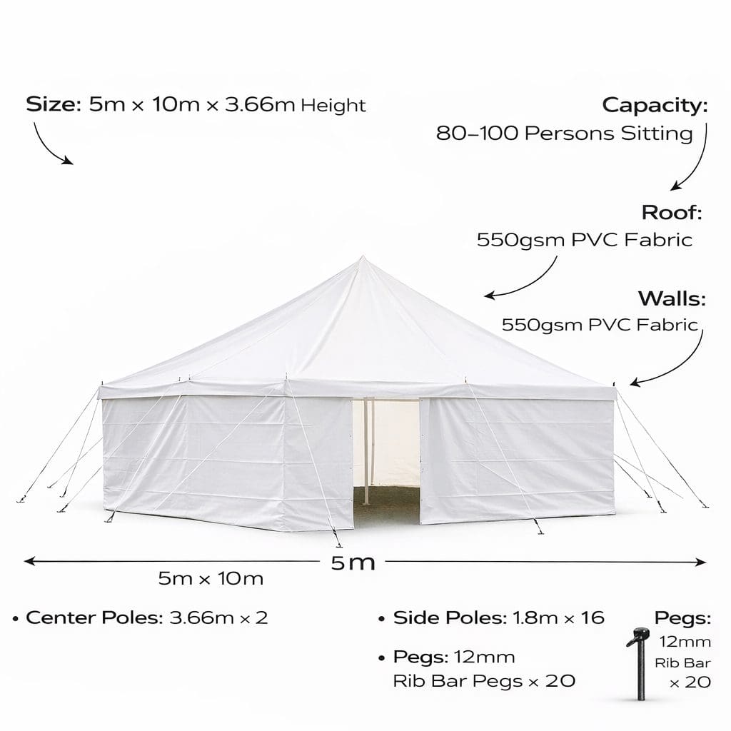 5m x 10m PVC Marquee Tent Heavy Duty Waterproof Event Tent South Africa - Image 5