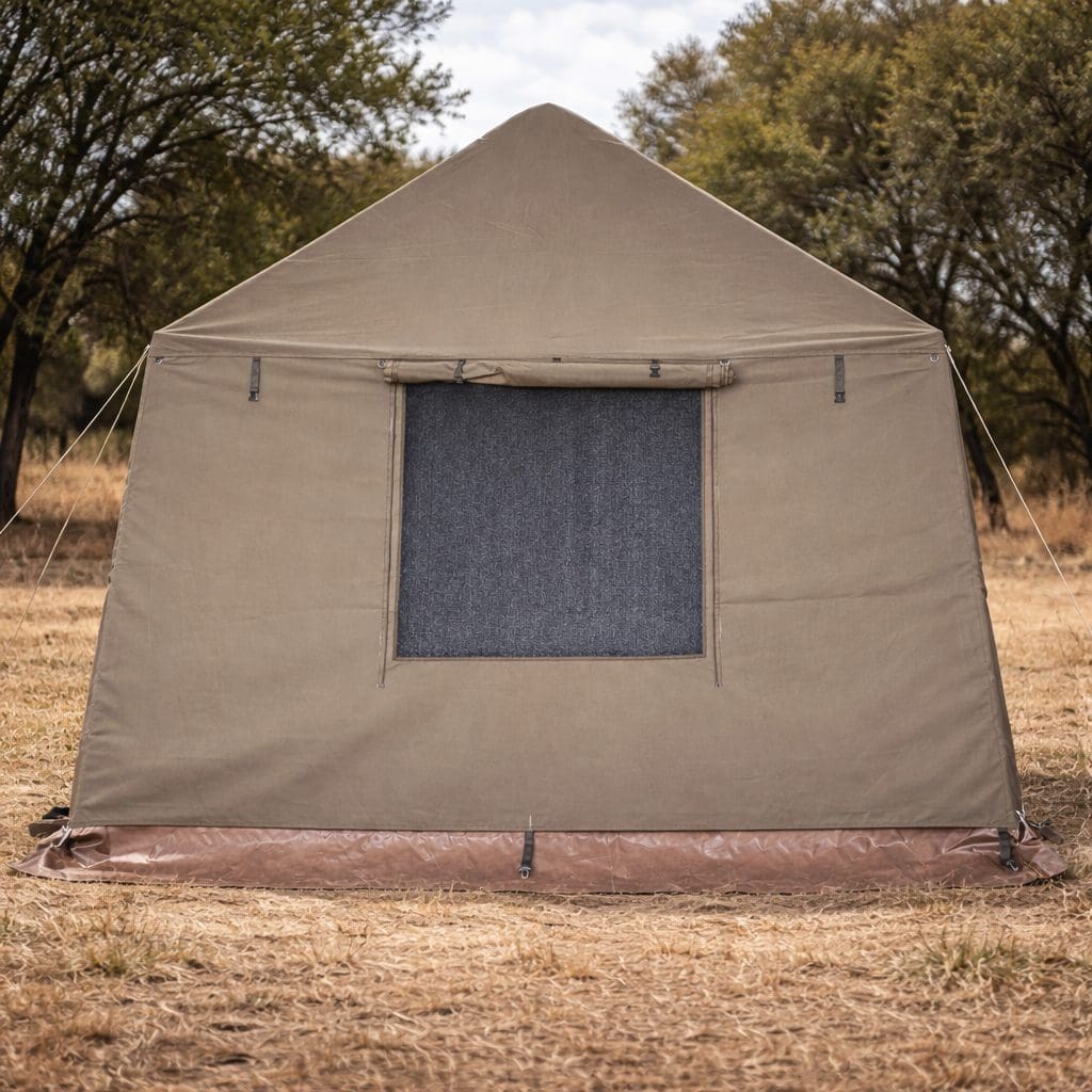3.2m x 3.2m Army Dining Shelter Heavy Duty Canvas Gazebo Tent with Shadenet - Image 4