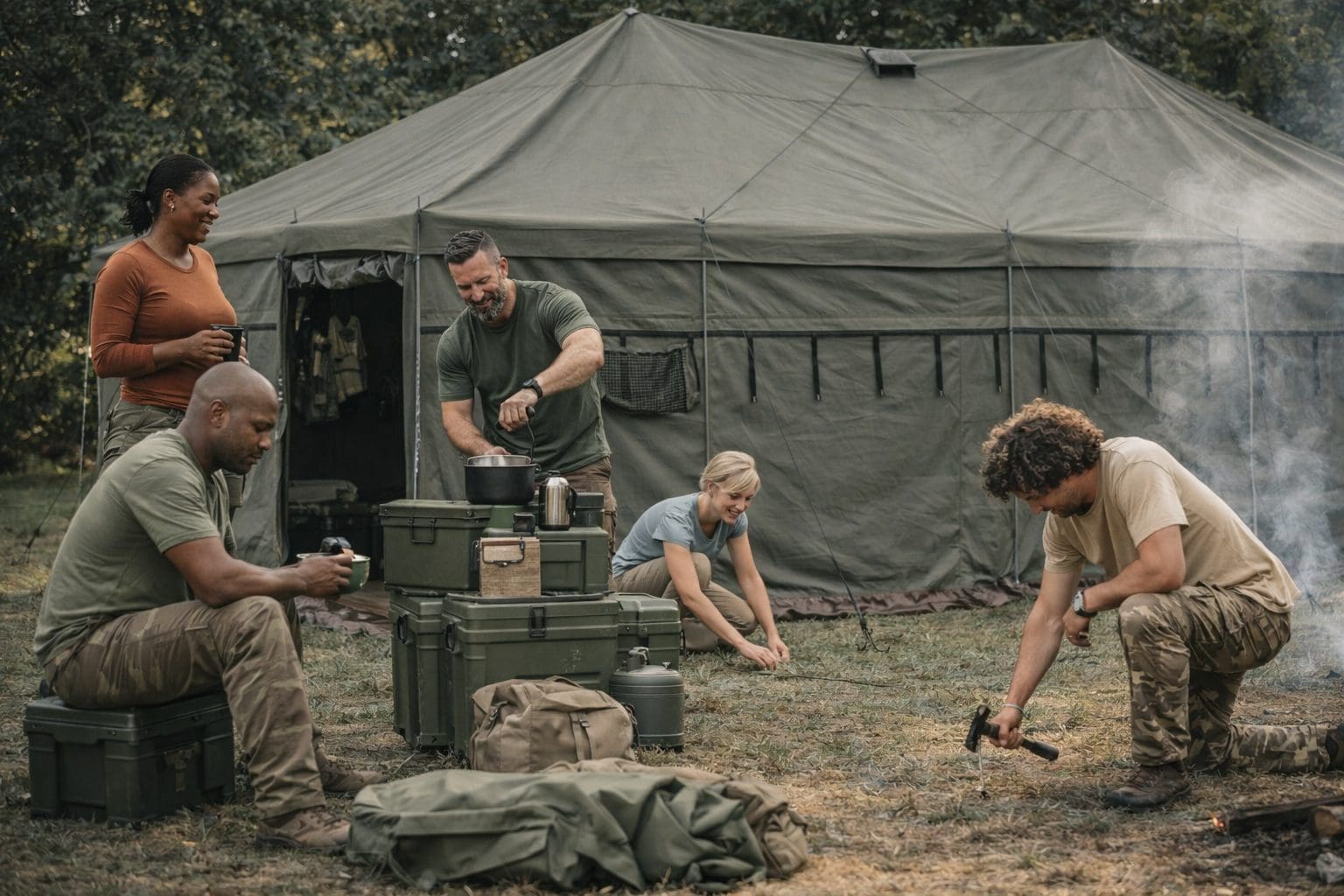 5m x 10m Army Canvas Tent Heavy Duty Ripstop Waterproof 20-25 Person - Image 4