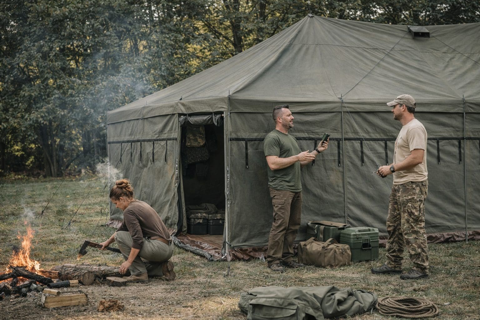 5m x 10m Army Canvas Tent Heavy Duty Ripstop Waterproof 20-25 Person - Image 5