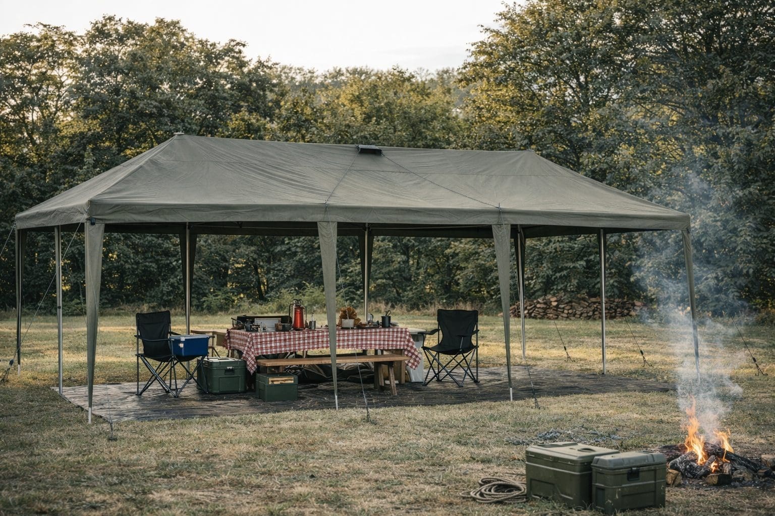 5m x 10m Army Canvas Tent Heavy Duty Ripstop Waterproof 20-25 Person - Image 9