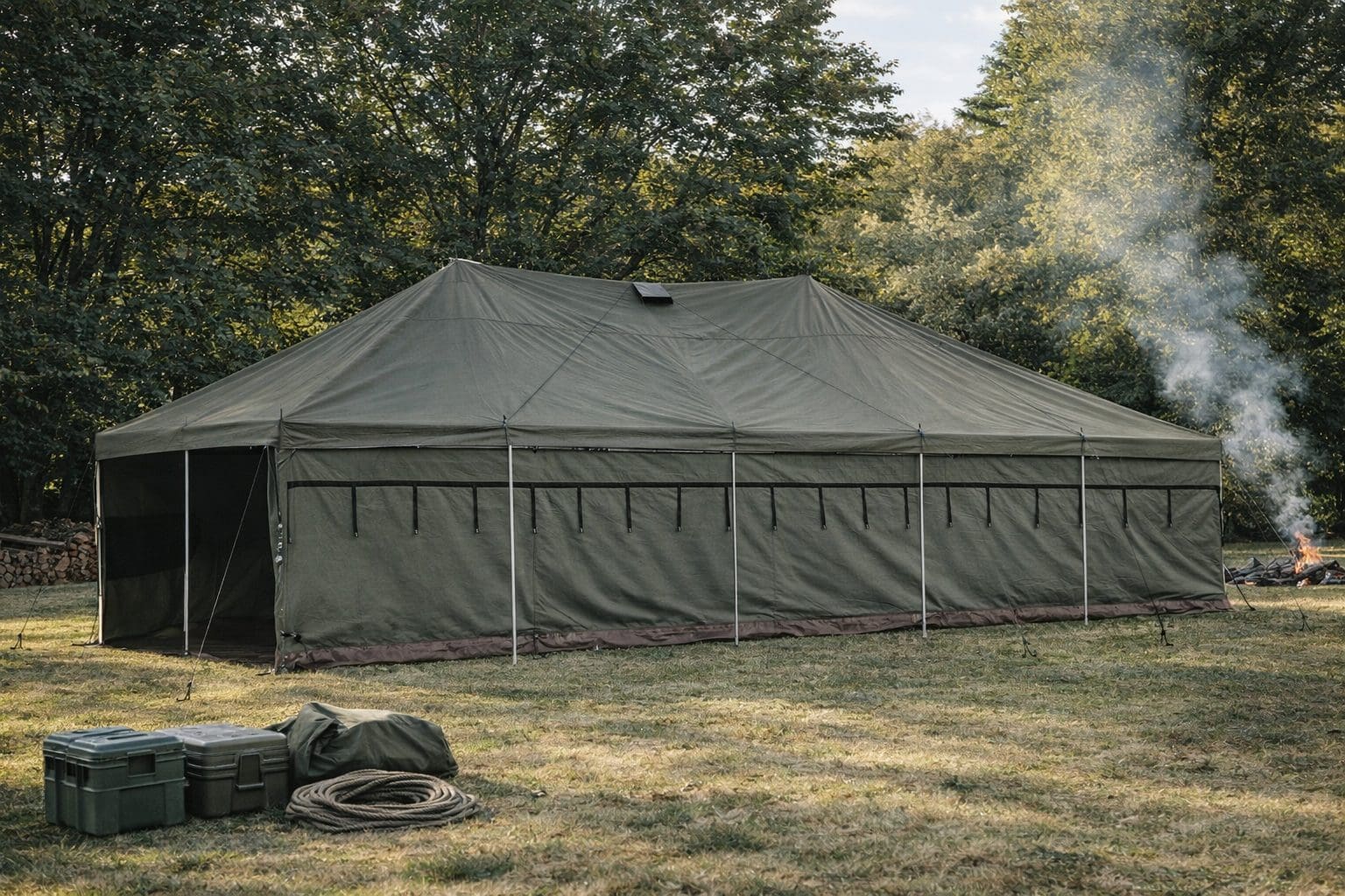 5m x 10m Army Canvas Tent Heavy Duty Ripstop Waterproof 20-25 Person - Image 7