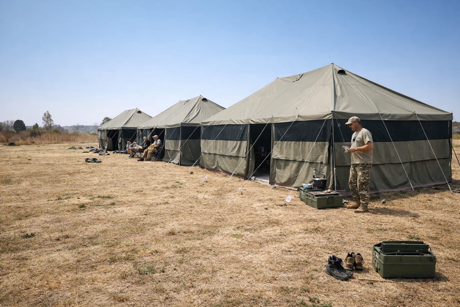 5m x 10m Army Canvas Tent with Shade Net Heavy Duty Waterproof 20-25 Person - Image 2