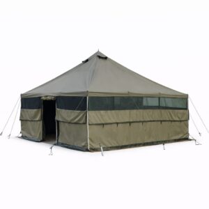 5m x 10m Army Canvas Tent with Shade Net Heavy Duty Waterproof 20-25 Person