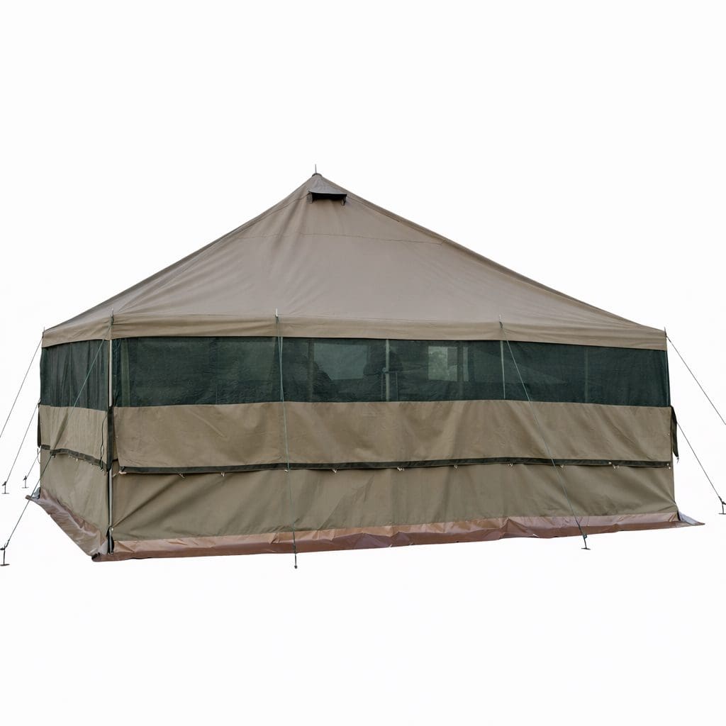 5m x 10m Army Canvas Tent with Shade Net Heavy Duty Waterproof 20-25 Person - Image 3
