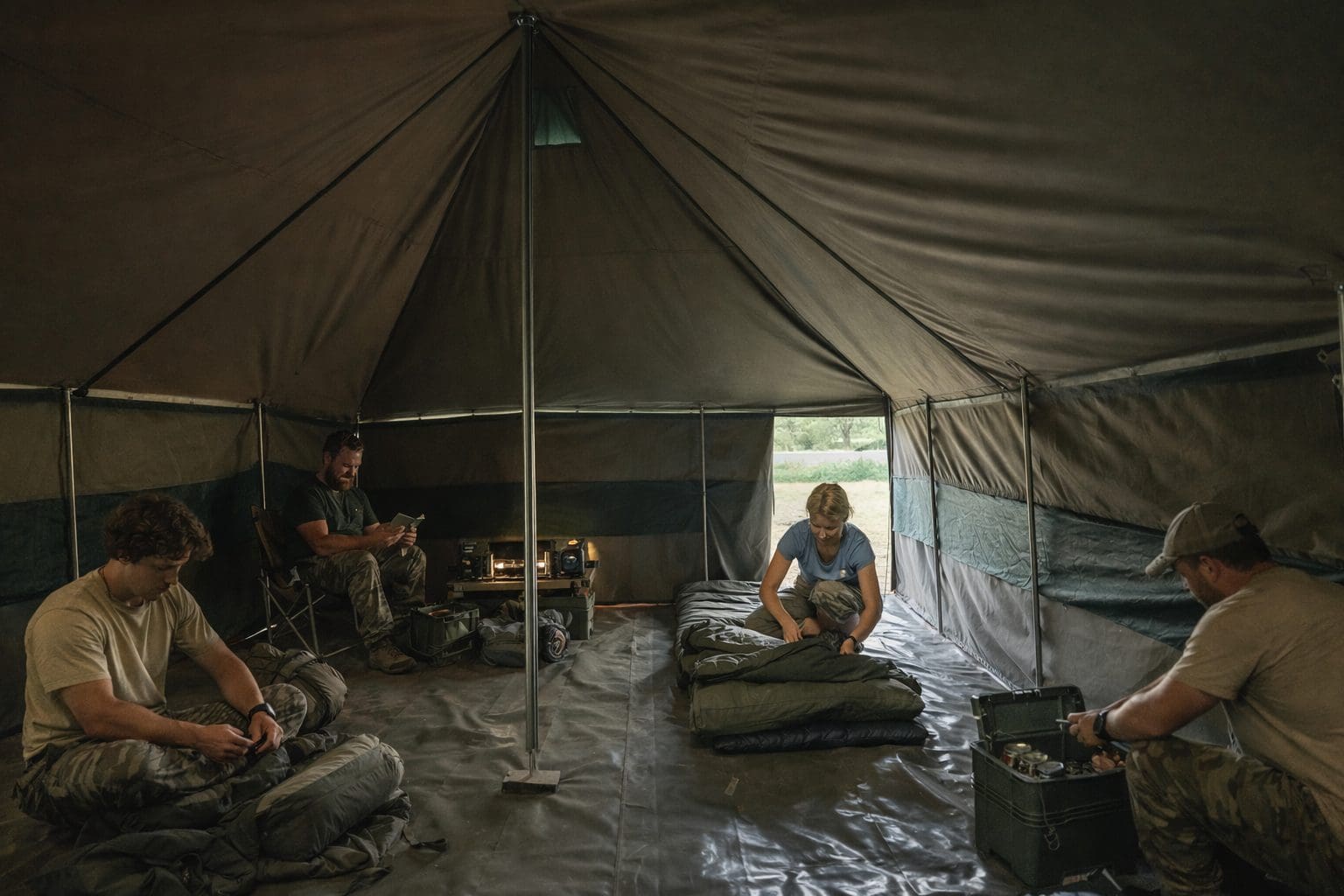 5m x 10m Army Canvas Tent with Shade Net Heavy Duty Waterproof 20-25 Person - Image 4
