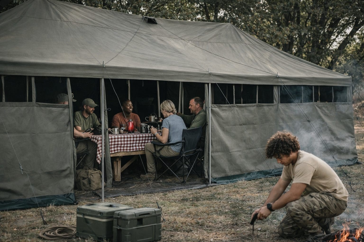 5m x 5m Army Canvas Tent Heavy Duty Ripstop Waterproof 10-12 Person - Image 6